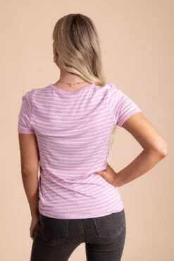Sunshine & Rainbows Striped Top -Outlet Bella Ella Boutique Store Sunshine RainbowsStripedTopPurple Back 5000x