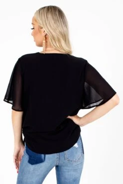 Sweet Success Wrap Top -Outlet Bella Ella Boutique Store Sweet Success Black Top Back 5000x