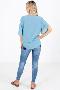 Sweet Success Wrap Top -Outlet Bella Ella Boutique Store Sweet Success Blue Top Back 5000x