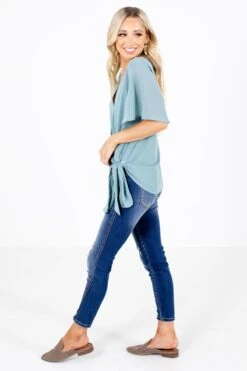 Sweet Success Wrap Top -Outlet Bella Ella Boutique Store Sweet Success Green Top Side 5000x