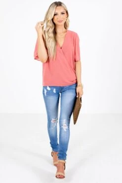 Sweet Success Wrap Top -Outlet Bella Ella Boutique Store Sweet Success Pink Top Full Front 5000x