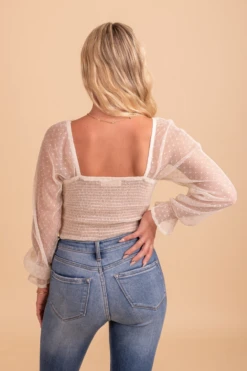 IRIS Sweet Romance Sheer Accent Long Sleeve Bodysuit -Outlet Bella Ella Boutique Store SweetRomanceSheerAccentLongSleeveBodysuit Back 5000x