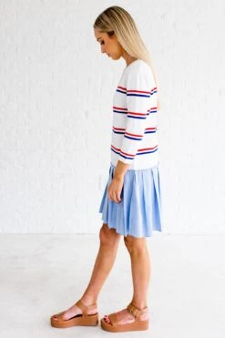 Sweet Sailing White Striped Mini Dress -Outlet Bella Ella Boutique Store Sweet Sailing White Dress Side 5000x
