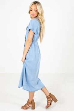 Talk Of The Town Blue Midi Dress 13 Talk Of The Town Blue Midi Dress -Outlet Bella Ella Boutique Store Talk of the Town Blue Dress Side 5000x