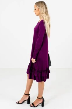 Tea Time Purple Knee-Length Dress -Outlet Bella Ella Boutique Store Tea Time Purple Dress Side 5000x