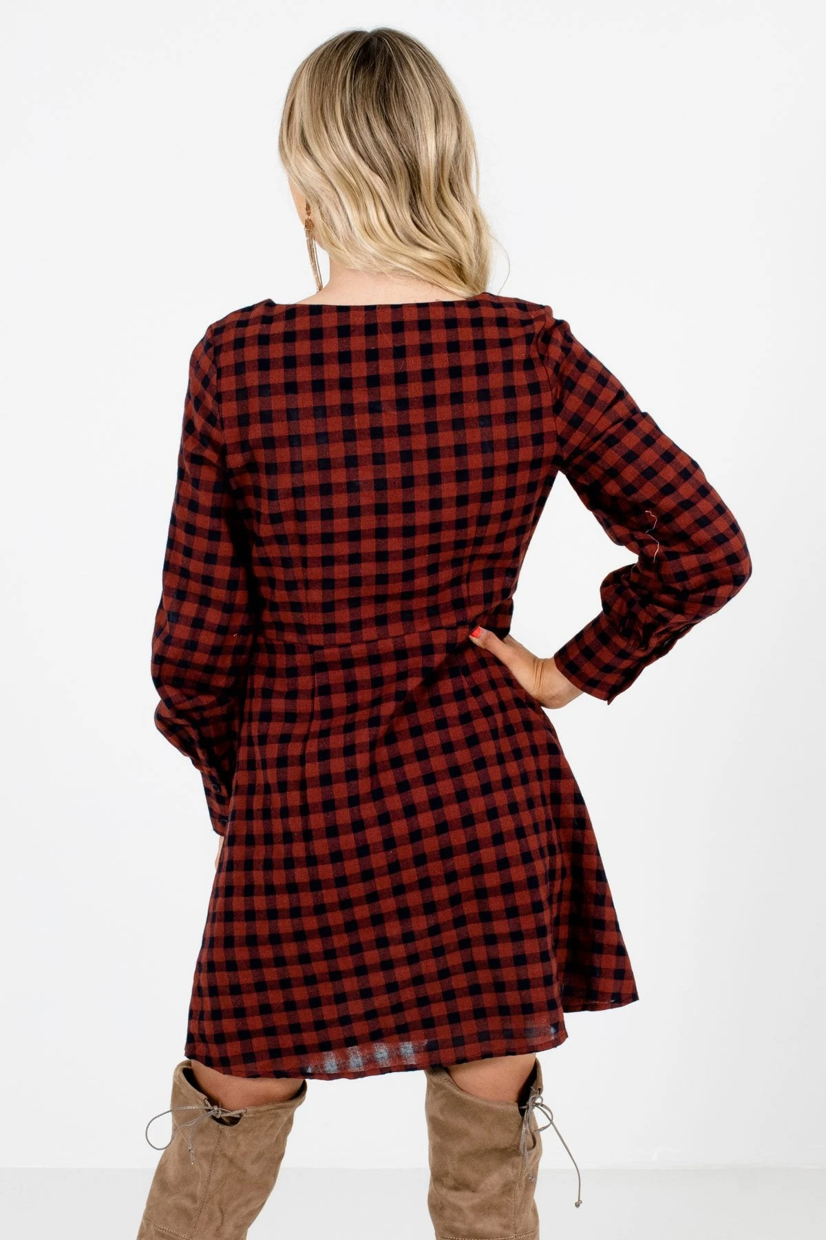 The Girl Next Door Burgundy Plaid Mini Dress 4 The Girl Next Door Burgundy Plaid Mini Dress - Image 2
