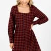 The Girl Next Door Burgundy Plaid Mini Dress 2 The Girl Next Door Burgundy Plaid Mini Dress -Outlet Bella Ella Boutique Store The Girl Next Door Burgundy Dress Front 5000x