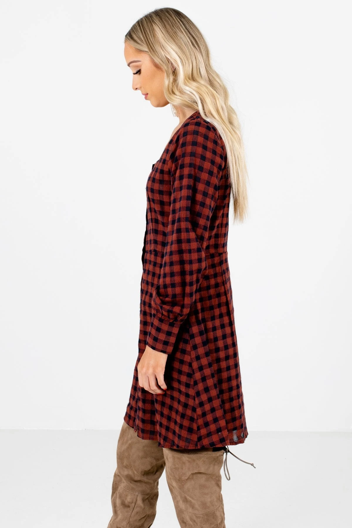 The Girl Next Door Burgundy Plaid Mini Dress 11 The Girl Next Door Burgundy Plaid Mini Dress - Image 9