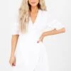 The One White Wrap Mini Dress -Outlet Bella Ella Boutique Store TheOneWhiteDressFront2 5000x