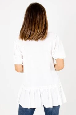 Think It Over Textured Blouse -Outlet Bella Ella Boutique Store Think it Over White Blouse Back 5000x
