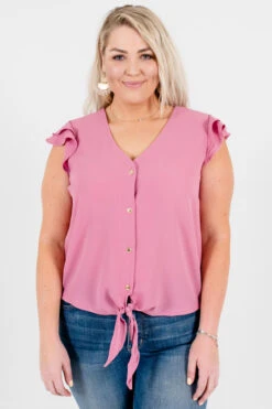 Think Pink Mauve Tie-Front Shirt