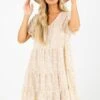Too Good Cream Floral Mini Dress -Outlet Bella Ella Boutique Store Too Good Cream Dress Front 5000x