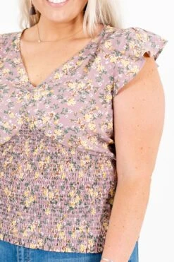 Trip To Verona Purple Floral Top -Outlet Bella Ella Boutique Store Trip to Verona Purple Floral Top Detail 5000x