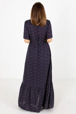 True To Myself Navy Floral Maxi Dress -Outlet Bella Ella Boutique Store True to Myself Navy Dress Back 5000x