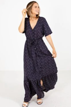 True To Myself Navy Floral Maxi Dress -Outlet Bella Ella Boutique Store True to Myself Navy Dress Full Front 5000x
