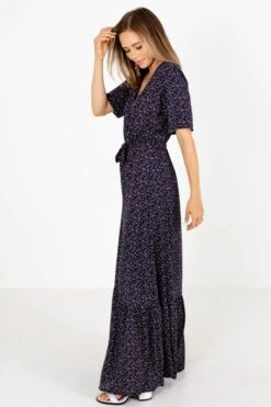 True To Myself Navy Floral Maxi Dress -Outlet Bella Ella Boutique Store True to Myself Navy Dress Side 5000x