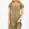 Two Worlds Apart Knee-Length Dress -Outlet Bella Ella Boutique Store Two World Apart Olive Dress Front 5000x