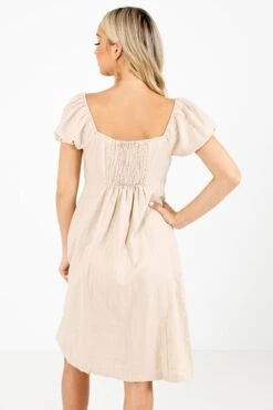 Two Worlds Apart Knee-Length Dress 16 Two Worlds Apart Knee-Length Dress -Outlet Bella Ella Boutique Store Two Worlds Apart Beige Dress Back 5000x