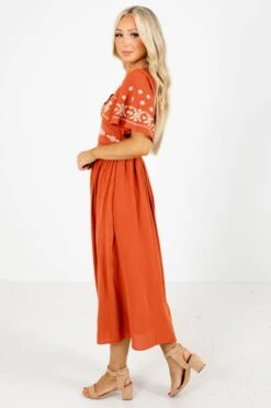 When Morning Comes Orange Midi Dress -Outlet Bella Ella Boutique Store When Morning Comes Orange Dress Side 5000x
