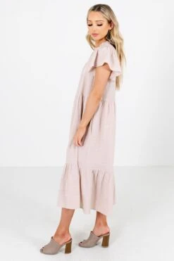 Wish Come True Beige Midi Dress -Outlet Bella Ella Boutique Store Wish Come True Beige Dress Side 5000x