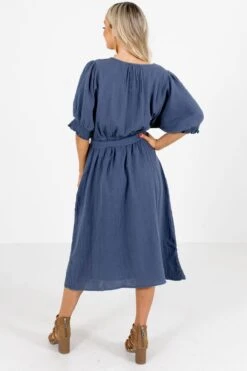 Won't Be Ignored Blue Knee-Length Dress -Outlet Bella Ella Boutique Store Won t Be Ignored Blue Dress Back 5000x