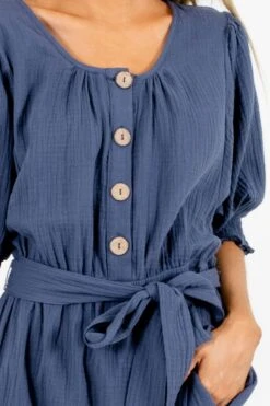 Won't Be Ignored Blue Knee-Length Dress -Outlet Bella Ella Boutique Store Won t Be Ignored Blue Dress Detail 5000x