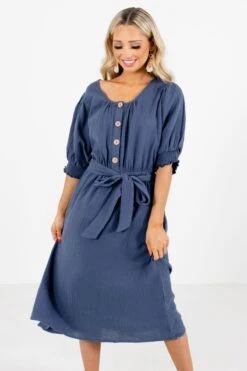 Won't Be Ignored Blue Knee-Length Dress -Outlet Bella Ella Boutique Store Won t Be Ignored Blue Dress Front2 5000x