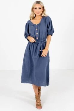 Won't Be Ignored Blue Knee-Length Dress -Outlet Bella Ella Boutique Store Won t Be Ignored Blue Dress Full Front2 5000x