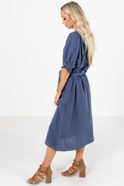 Won't Be Ignored Blue Knee-Length Dress -Outlet Bella Ella Boutique Store Won t Be Ignored Blue Dress Side 5000x