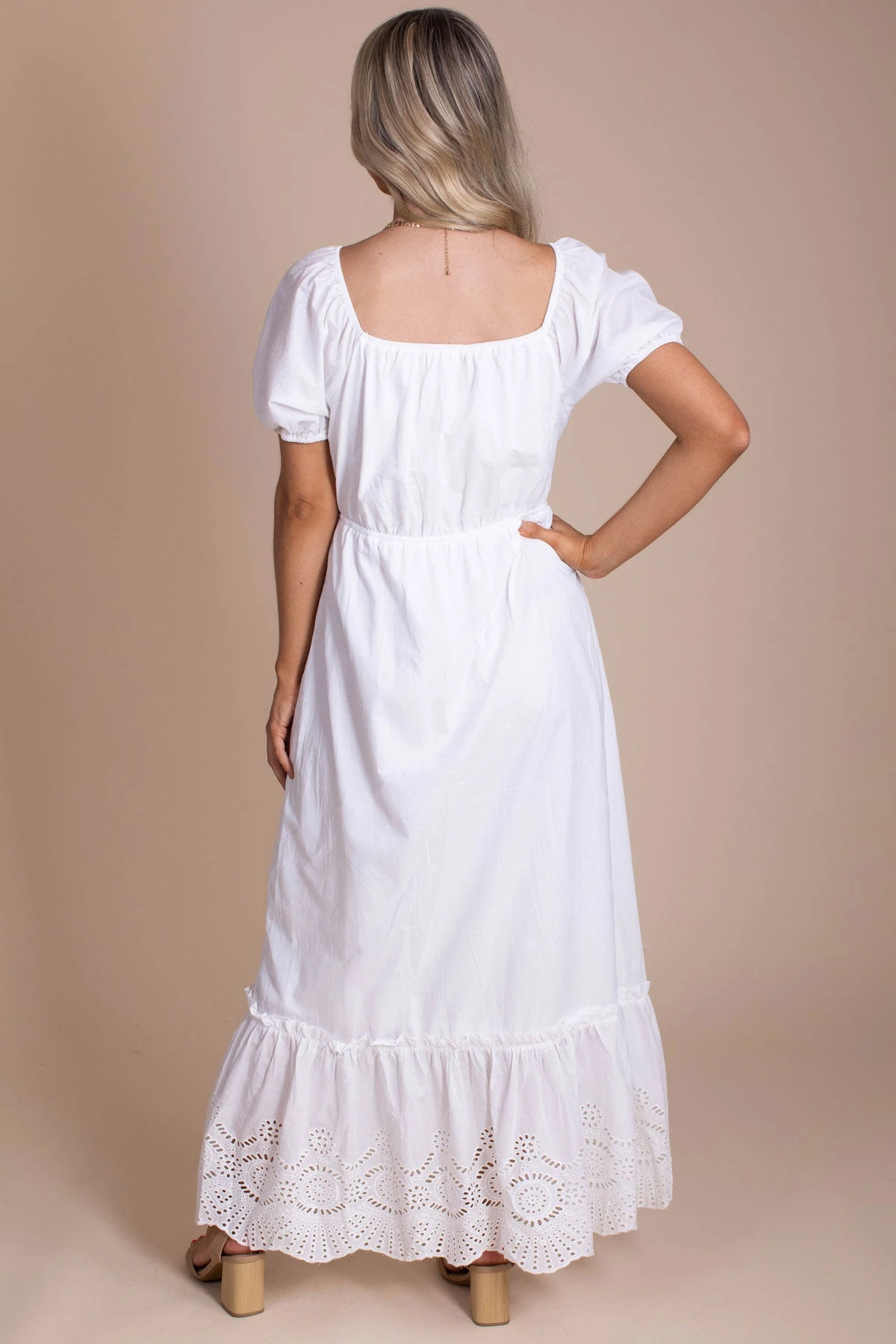 All The Possibilities Eyelet Detail Maxi Dress - White 6 All The Possibilities Eyelet Detail Maxi Dress - White - Image 4