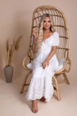 All The Possibilities Eyelet Detail Maxi Dress - White 13 All The Possibilities Eyelet Detail Maxi Dress - White -Outlet Bella Ella Boutique Store all the possibilites lifestyle 5000x