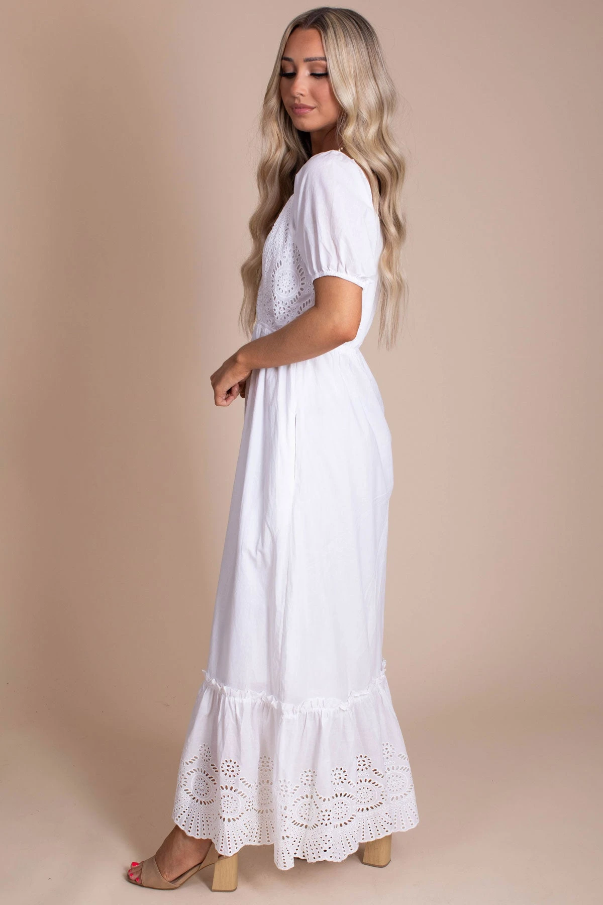 All The Possibilities Eyelet Detail Maxi Dress - White 4 All The Possibilities Eyelet Detail Maxi Dress - White - Image 2