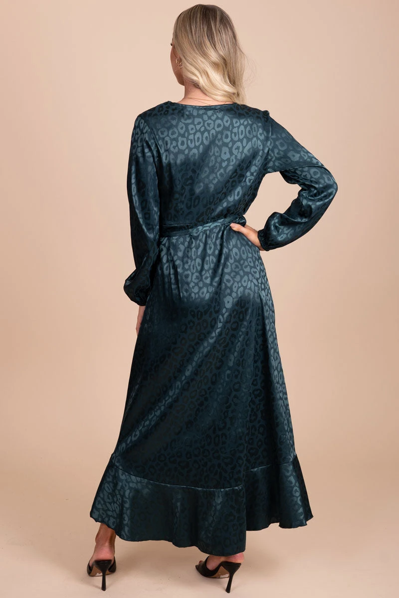 In The Wild Animal Print Wrap Dress - Dark Green 6 In The Wild Animal Print Wrap Dress - Dark Green - Image 4