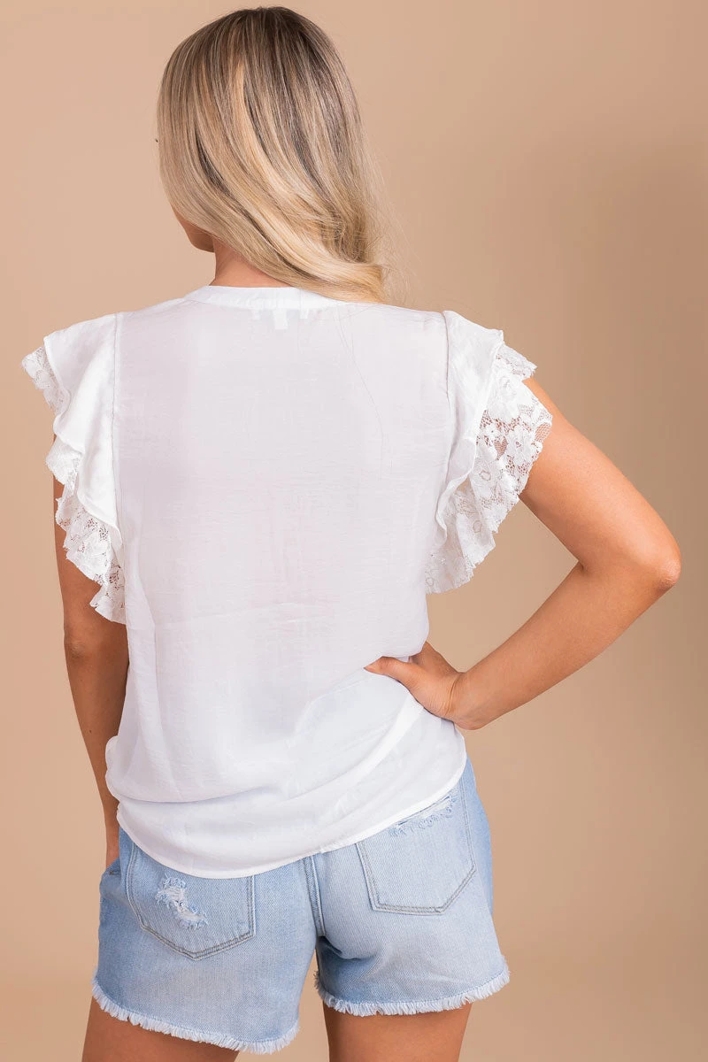 We Belong Together Lace Sleeve Top - White 6 We Belong Together Lace Sleeve Top - White - Image 4
