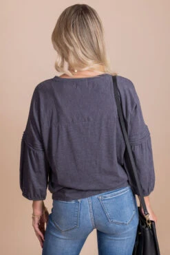Totally Unique Charcoal Gray Top -Outlet Bella Ella Boutique Store back 57d99b74 dc75 4956 85d7 619ffe813bad 5000x