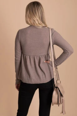 Here With You Long Sleeve Waffle Top -Outlet Bella Ella Boutique Store back 86ee7906 6cd9 4fae a17d 889155a5cd49 5000x