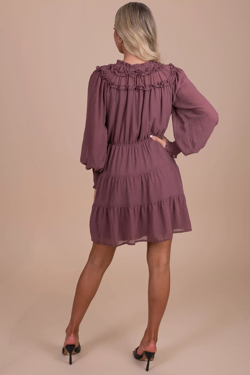 Caught Up In The Details Long Sleeve Mini Dress - Purple 6 Caught Up In The Details Long Sleeve Mini Dress - Purple - Image 4