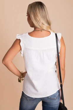 Crushing On You Flutter Sleeve Blouse - White 10 Crushing On You Flutter Sleeve Blouse - White -Outlet Bella Ella Boutique Store back af08ba46 bc73 4216 9572 53df94ef7724 5000x