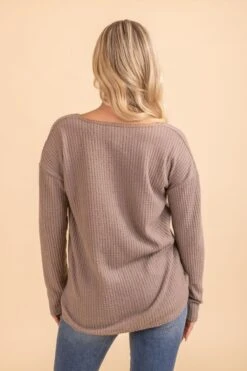 In The Now Waffle Knit Long Sleeve Top -Outlet Bella Ella Boutique Store back cf990554 a2b3 4114 a8d4 21b2577135eb 5000x