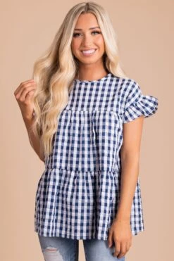 Be Unforgettable Gingham Peplum Top -Outlet Bella Ella Boutique Store be unforgettable blue front 8c058b0a 8ba9 4793 9100 020db76c3ded 5000x