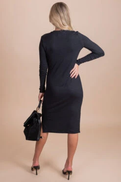 Good Company Long Sleeve Sweater Dress -Outlet Bella Ella Boutique Store black back 1335d517 2ae3 443f 8926 96c376fca11b 5000x