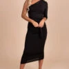 How Lovely You Are One-Shoulder Midi Dress -Outlet Bella Ella Boutique Store black main 83850460 a338 4008 94d9 a53022d1724b 5000x