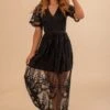 Simple Serenity Lace Maxi Dress -Outlet Bella Ella Boutique Store blacklacemaxifront 5000x