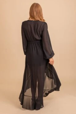 Simple Elegance Long Sleeve Maxi Dress -Outlet Bella Ella Boutique Store blackmaxiback 5000x