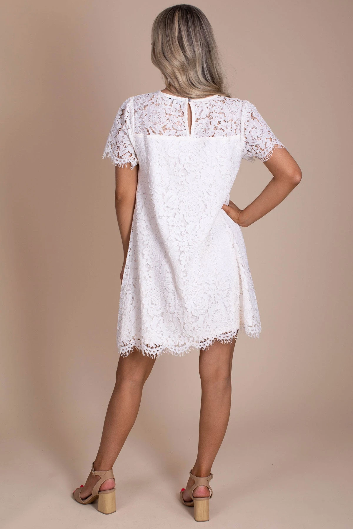 Blissful Moments Lace Mini Dress - Off White 6 Blissful Moments Lace Mini Dress - Off White - Image 4