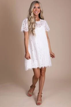 Blissful Moments Lace Mini Dress - Off White 12 Blissful Moments Lace Mini Dress - Off White -Outlet Bella Ella Boutique Store blissful moments front 2 5000x