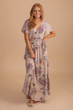 Bloomed Happiness Floral Maxi Dress -Outlet Bella Ella Boutique Store bloomedhappinessfloralmaxidresslightbrownfront dd7c4f70 3f09 4fec ade2 6868549cd53d 5000x