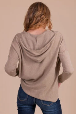 Let's Fly Away Long Sleeve Hooded Sweater -Outlet Bella Ella Boutique Store brown back 465315f5 865e 4e35 a882 2662627d90bb 5000x