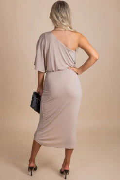 A Lifetime Of Wishes One-Shoulder Midi Dress -Outlet Bella Ella Boutique Store brown back 6a8abb05 b242 448e 86d9 058ac479b25f 5000x