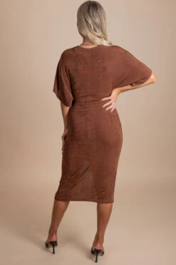 Dress To Impress Ruched Midi Dress 24 Dress To Impress Ruched Midi Dress -Outlet Bella Ella Boutique Store brown back f44eb56a d835 44c4 8863 eb96f670e63a 5000x